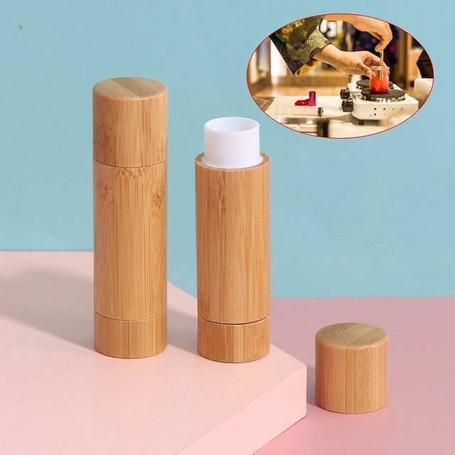 Bambus Lippenstiftbehälter, 4 ml, leer, für Lippenbalsam und Lipgloss - Bild 1