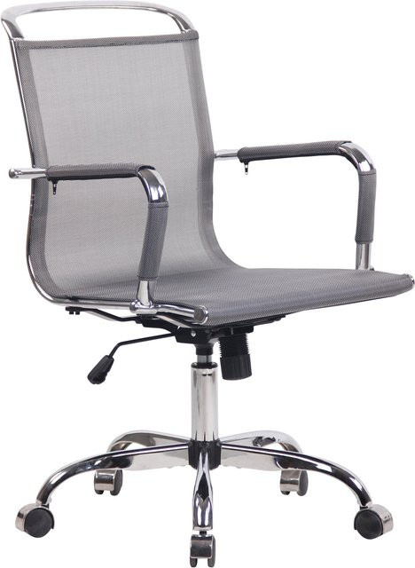 TPFLiving Bürostuhl Barney Mesh in Grau mit Armlehnen und Rollen für Home-Office und Büro - Bild 1