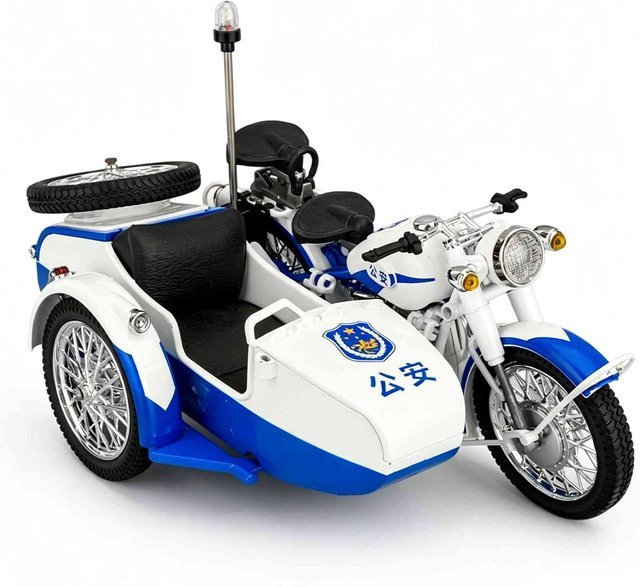 Linyi toy car Dreirad Polizeimotorrad Modell, 1:10, Metall, mit Licht, ab 14 Jahre - Bild 1