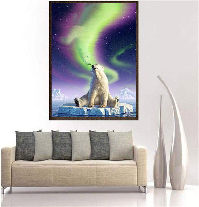 FIYO Diamond Painting Set Eisbär auf Eis 5D DIY Malset mit Stickmotiv, B/H: 20 x 30 cm, Mehrfarbig - Bild 1