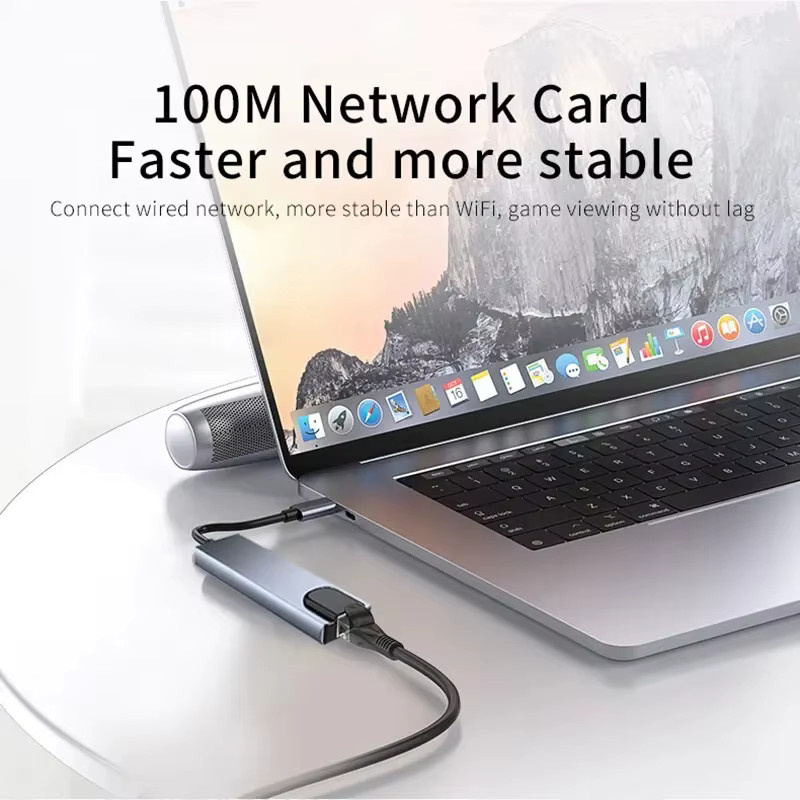 KOJESHUN 8 in 1 USB-C Hub Adapter mit 4K HDMI, RJ45 Ethernet, SD/TF Kartenleser und PD Schnellladefunktion für MacBook und Laptop - Bild 5