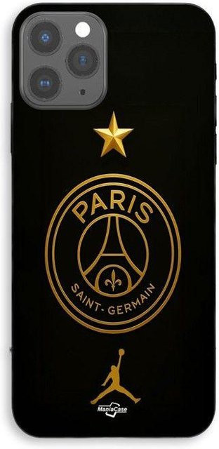 Maniacase iPhone 11 Pro Max Hülle mit PSG-Logo Jordan Gold Star Champion in Schwarz und Gold - Bild 1