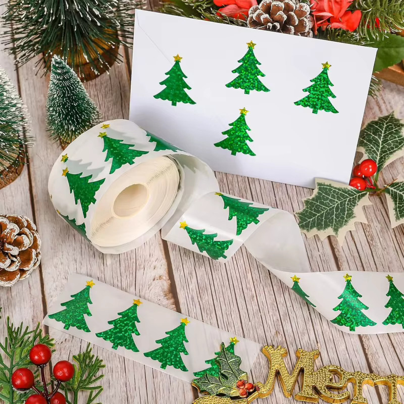500 Stück Weihnachtsbaum Aufkleber, wasserfeste Laser Etiketten für Weihnachtsdekoration und Spielzeug - Bild 3