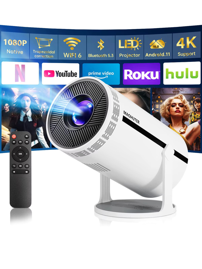 MAOHUTER HY320 Smart Projektor 4K UHD Full HD Heimkino-Projektor in Weiß - Bild 7