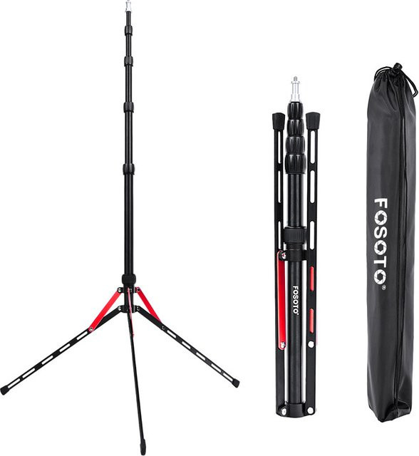 Fosoto FT-190B Rotes LED-Lichtstativ mit Tasche für Studiobeleuchtung, Softbox, Blitzgeräte und Reflektoren - Bild 1