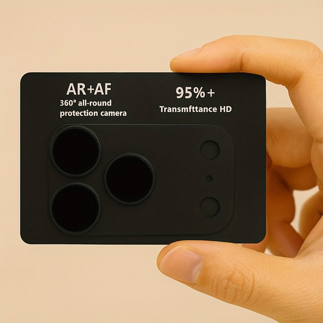 AR+AF HD Kamera-Schutzfolie für 17 Pro Max Pro mit Aluminium-Metallring in Schwarz, kratzfester Vollschutz aus gehärtetem Glas - Bild 1