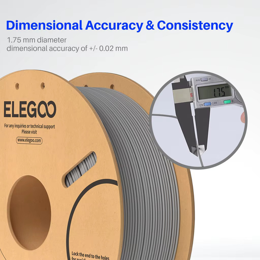 ELEGOO PLA-Filament Grau 10 kg, 1,75 mm Kunststoff für FDM 3D-Drucker - Bild 3