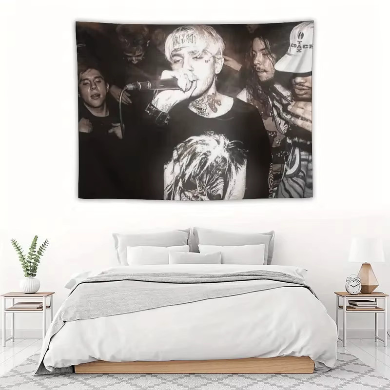 VIKAMA Lil Peep Rapper Wandteppich, ästhetischer Wandbehang als Kunstdruck in Multicolour für dein Schlafzimmer oder Wohnzimmer - Bild 2