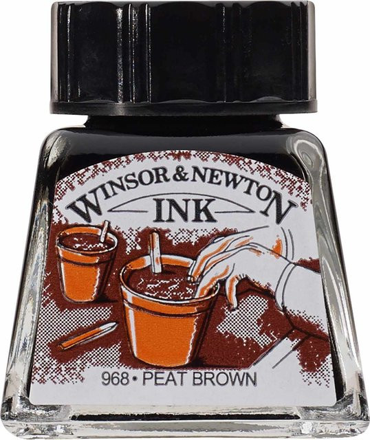 Winsor & Newton Zeichentusche Lehmbraun 14 ml für Professionals mit Schellack - Bild 1