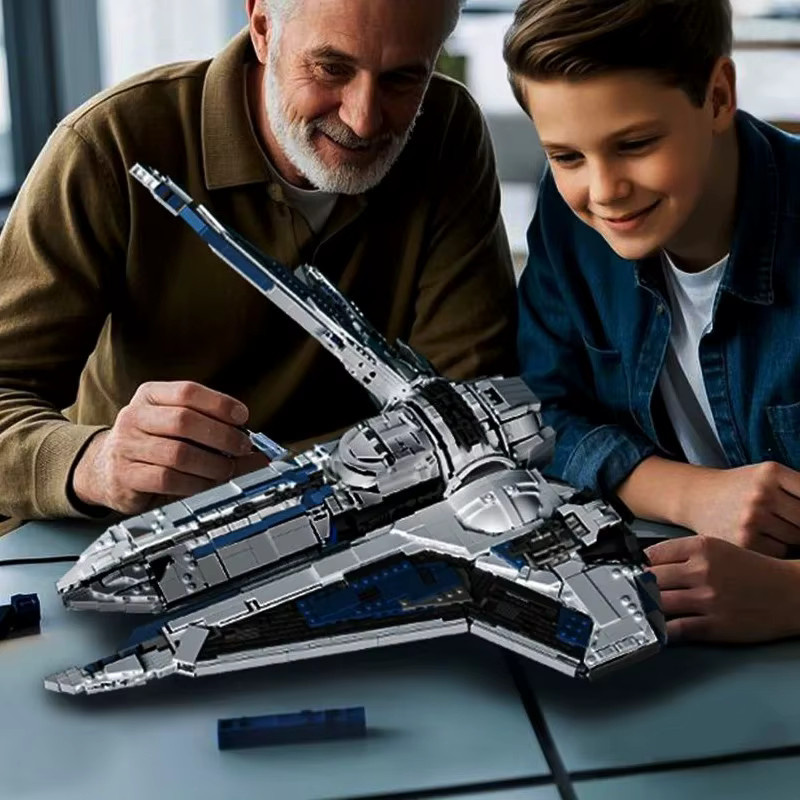 Barweer Kom'rk-Klasse Kampfjet Sternenjäger MOC Baukasten, 2948-teiliges Weltraum-Raumschiffmodell in Grau für Erwachsene - Bild 5