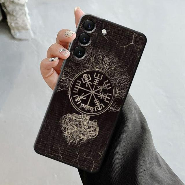 Handyhülle Viking Vegvisir Logo Baum für Samsung Galaxy S23 S22 S21 S20 FE Ultra S10 S9 S8 Plus Note 20 Ultra in Schwarz und Transparent - Bild 1