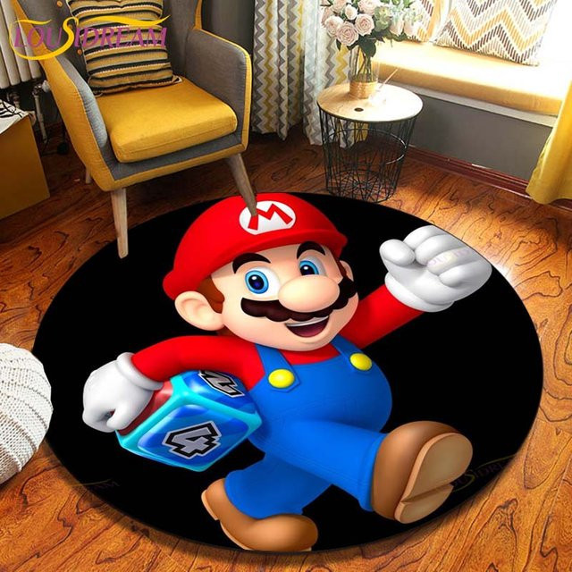 Runder Mario Bros Teppich von YunhengTechnology mit Kinder-Motiv, Mehrfarbig, Durchmesser: 60 cm - Bild 1