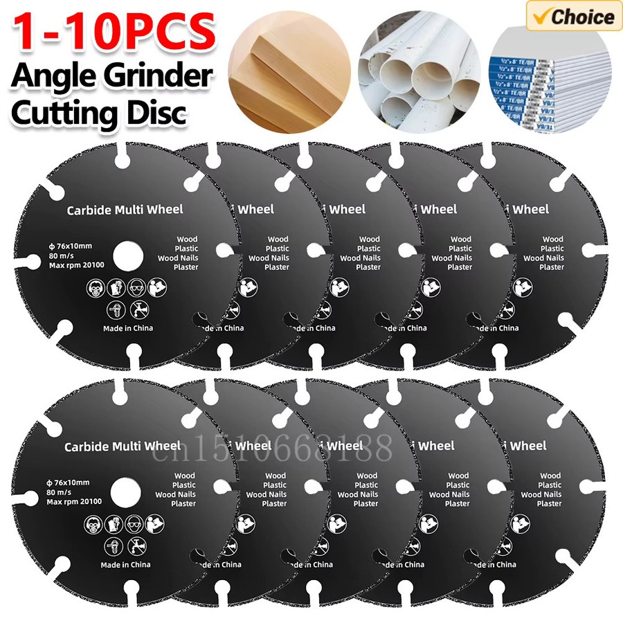 VKTECH Trennscheibe 76 mm für Winkelschleifer und Kreissägen, Schwarz, für Metall, Holz und Kunststoff, 10 Stück - Bild 2