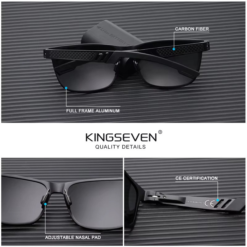 Kingseven Sonnenbrille, Vollrand, rectangular, black, unisex, polarisiert - Bild 4