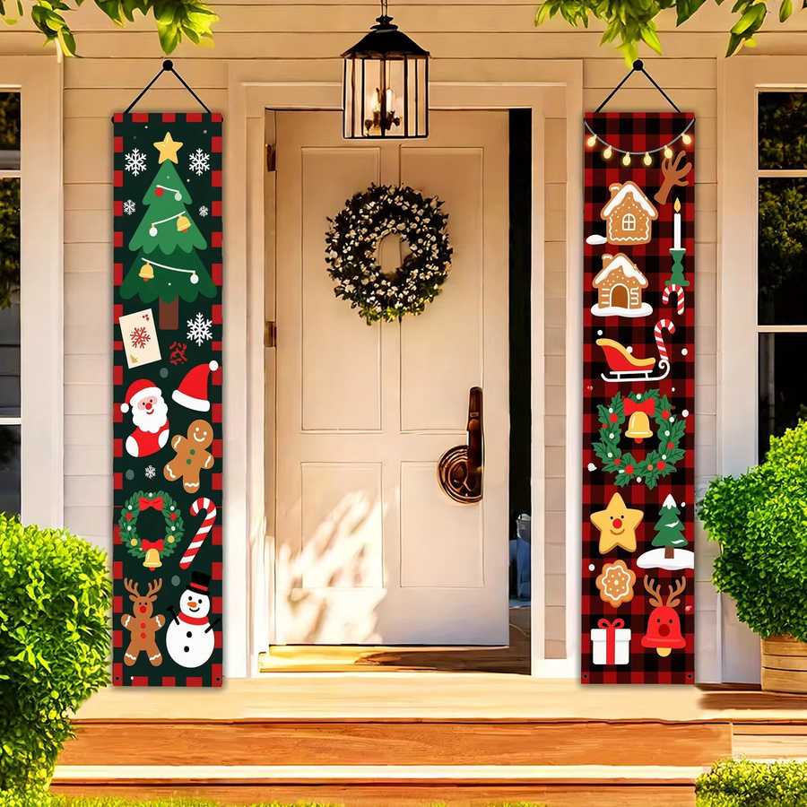 VIKAMA 2er Set Weihnachtliche Hängedekoration für Tür und Veranda in Mehrfarbig - Bild 3