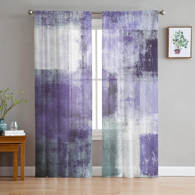 Binchi Outdoor Equipment Innenvorhang aus Tüll in Lila mit Texturmuster, transparent, B/H: 135 x 114 cm - Bild 1