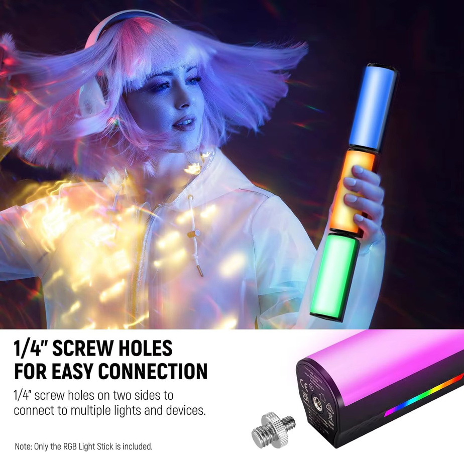 NEEWER Tragbarer Magnetischer RGB-LED-Videolichtstab mit App-Steuerung, Schwarz, 2550mAh Akku, 2500K-8500K dimmbar, CRI 97 - Bild 6