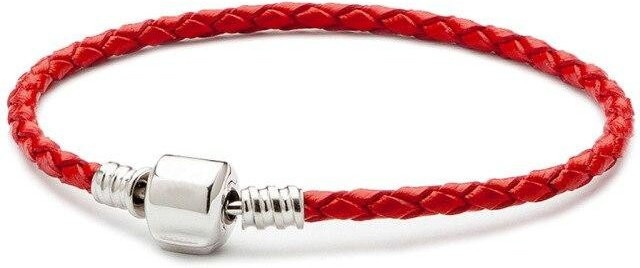 Wucifang Jewelry Armband, Lederseil, Silberverschluss, rot, Damen, 19cm - Bild 1