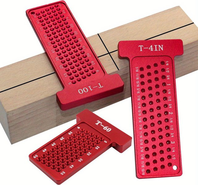 Wnew Aluminium Layout-Lehre für Zimmermann und Zeichner, rechtwinkliger Winkelmesser und T-Quadrat-Linienzeichner in Rot - Bild 1