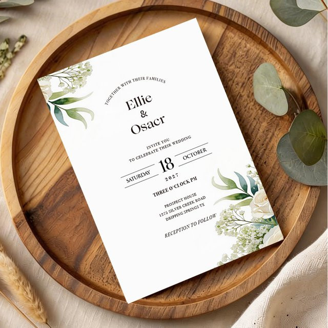 Anpassbare Hochzeitseinladungskarten im Wald- und Rustik-Stil, Save-the-Date Karten in Weiß, B: 12,7 cm x H: 17,78 cm - Bild 1