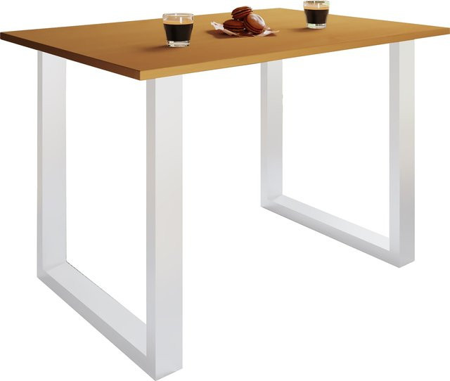 VCM Schreibtisch Lona U aus Holz und Metall in Braun, B/T/H: 110 x 80 x 76 cm - Bild 1