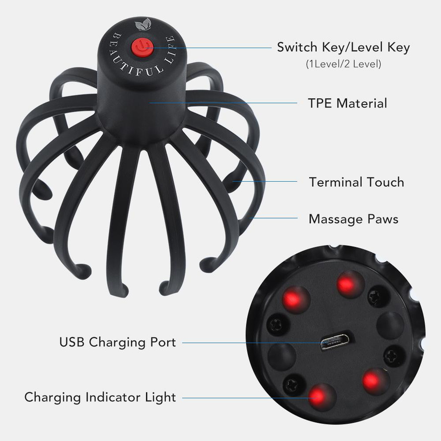 Elektrische Oktopus-Klaue Kopfhaut-Massagegerät - Bild 3
