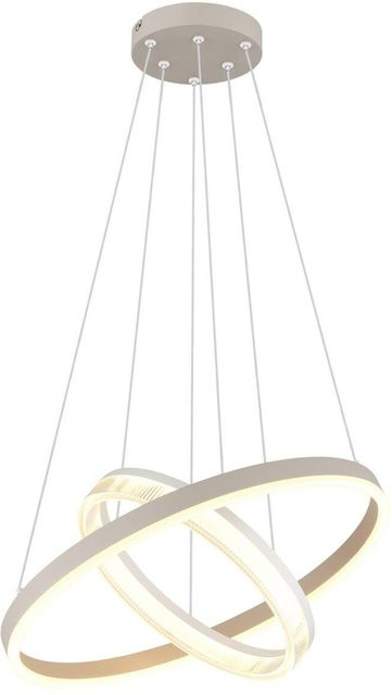 Globo Lighting LED-Pendelleuchte Elba in Weiß und Beige aus Metall und Kunststoff, Höhe: 150 cm, Durchmesser: 50 cm - Bild 1