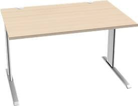 Schäfer Shop Pure Schreibtisch PLANOVA BASIC in Ahorn und Weiß mit Kabelkanal, Rechteckform mit C-Fuß, B: 120 cm, T: 80 cm, H: 71,7 cm - Bild 1