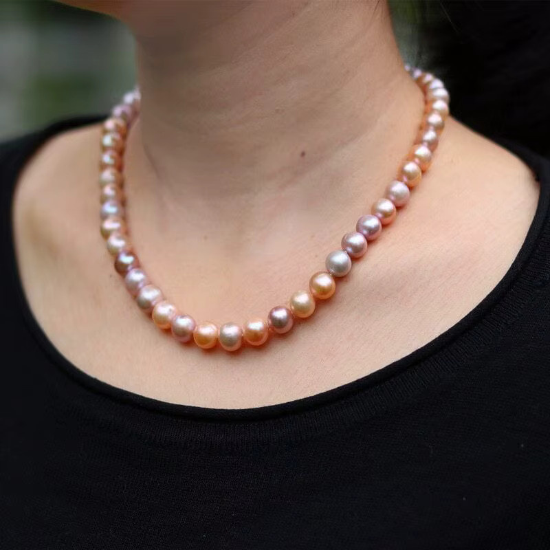Perlenkette Akoya, Lavendel-Lila-Rosa, 14K Gelbgold-Verschluss, 45,72 cm - Bild 3