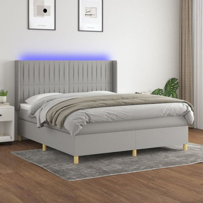 Vidaxl Boxspringbett mit Matratze aus Stoff in Grau, B/T/H: 160 x 200 x 118 cm - Bild 1