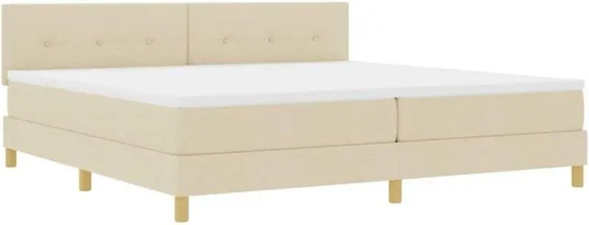 vidaXL Boxspringbett mit Matratze in Beige aus Stoff, B/T: 200 x 200 cm - Bild 1
