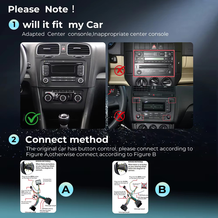 GEARELEC 2 DIN Autoradio mit Android 14, Carplay und Android Auto für VW Volkswagen Skoda Octavia Golf 5 6 Touran Passat B6 Polo Jetta, Schwarz - Bild 6