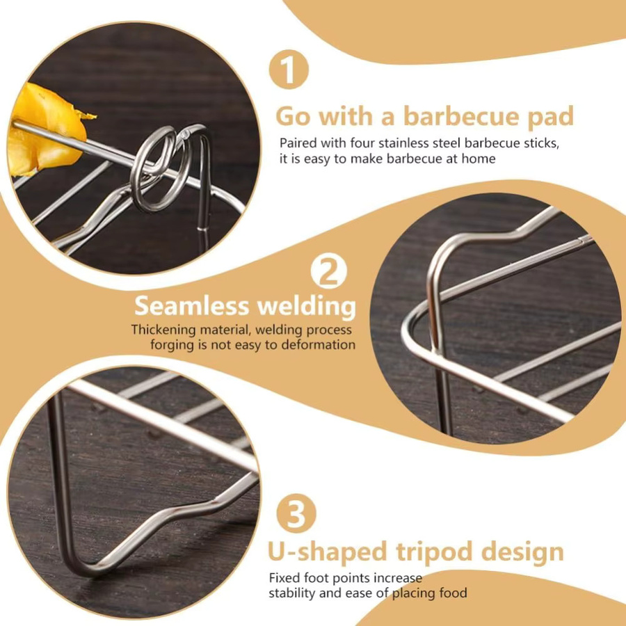 FEB.WIND Edelstahl Air Fryer Backrost Set, Stapelbares Grill Mesh Pan und Mehrzweck Spieß Rack Zubehör für Heißluftfritteusen, Silber - Bild 2