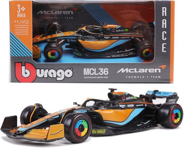 McLaren Mcl36 F1 Rennwagen Nr.3 Nr.4, Legierungsmodellauto, 1:43, Schwarz - Bild 1