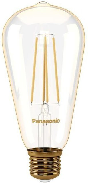 Panasonic ST64 Filament-LED Glühbirne E27, 7W, 2000K Warmweiß, Transparent - Bild 1