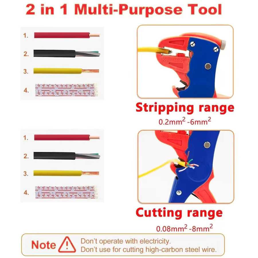 YQXINQIDZ 2 in 1 Automatische Abisolierzange und Cutter mit Messerschneide für Kabel und Elektronikreparaturen - Bild 2