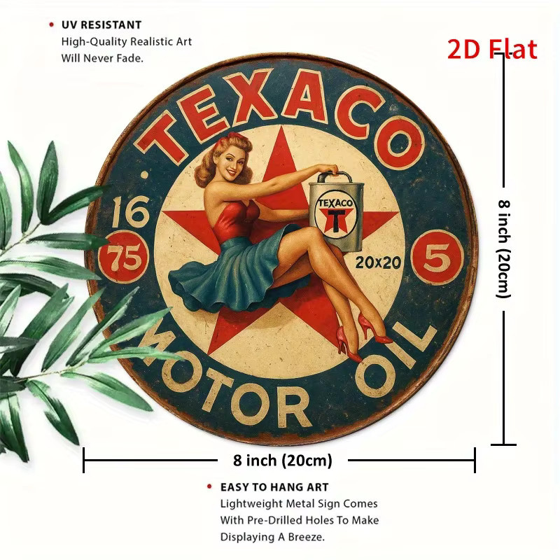 Vintage Texaco Metall-Wandkunst von CIFBUY mit rotem Stern in Mehrfarben für die Garage - Bild 2