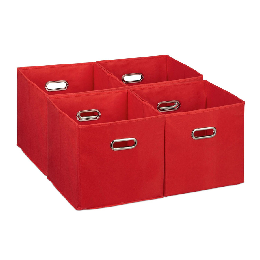 Relaxdays Aufbewahrungsbox 4er Set aus Polyester in Rot, faltbar, B/T/H: 30 x 30 x 30 cm - Bild 2