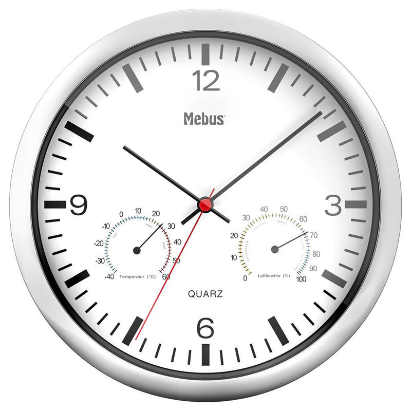Mebus Wanduhr Analog in Weiß, Rund, Durchmesser: 25 cm - Bild 2