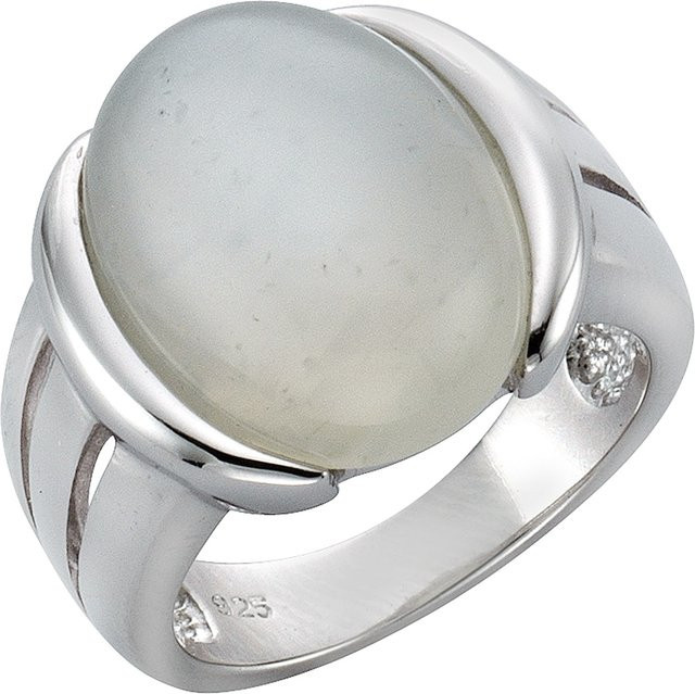 Zeeme Gemstones Ring 925 Silber, Mondstein, Zirkonia, Damen - Bild 1