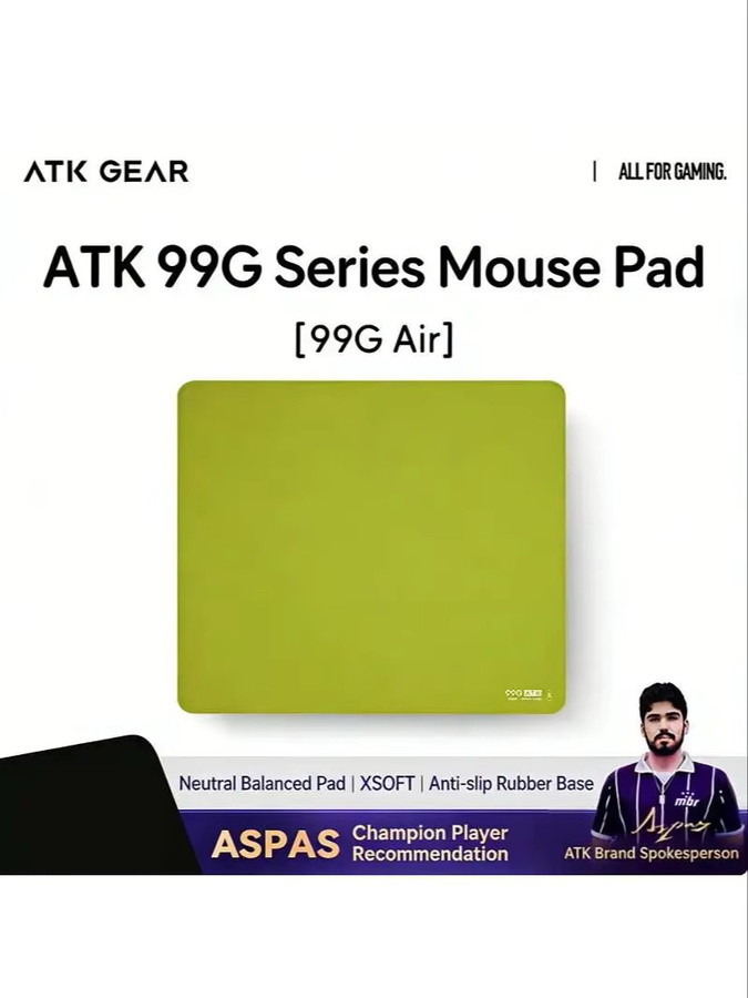 ATK 99G Air Xsoft Esports Mauspad in Grün, rutschfeste und ausgewogene Gaming-Matte mit genähtem Rand für PC-Gamer - Bild 5