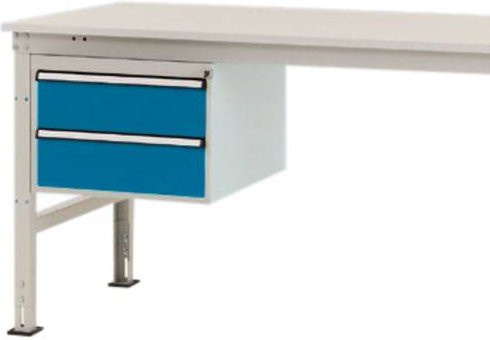 Manuflex ZB4512.5007 Gehäuse-Unterbau Stationär in Blau mit 2 Schubfächern und Nutzhöhe 300 mm für Tischtiefe 800 mm - Bild 1