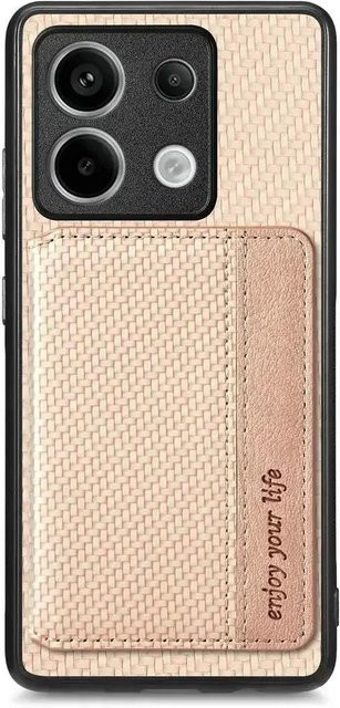 Magnetische Lederhülle mit Carbonfaser-Geldbörse und Kartenhalter für Honor 400 Pro und Honor 400 Lite in Beige - Bild 1