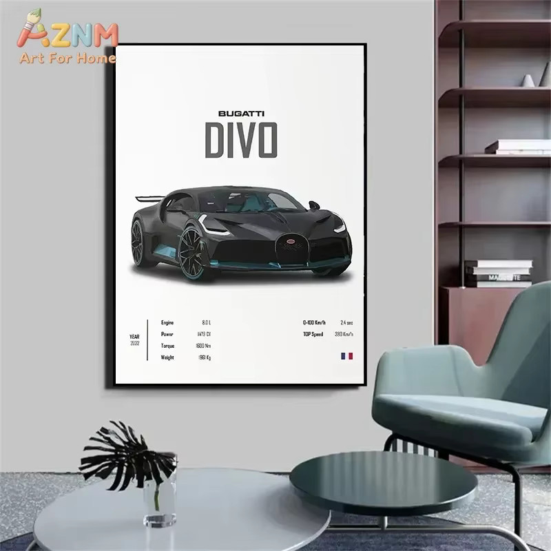 Rastar Hypercar Leinwand-Wandkunst McLaren Senna Bugatti Divo Chiron Poster Multicolour - Bild 2