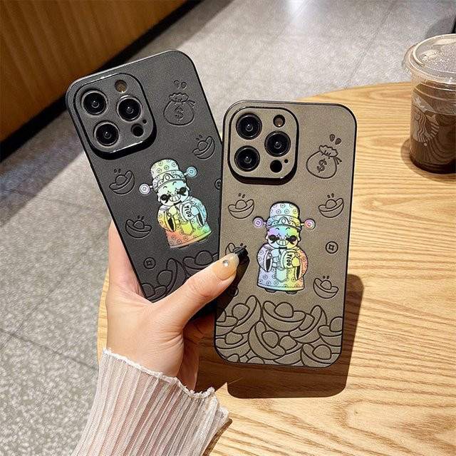 MUQGEW Stoßfeste Handyhülle mit Laser-Lederstruktur für iPhone 17, 16, 15, 14, 13, 12, 11 Pro Max in Schwarz oder Grau - Bild 1