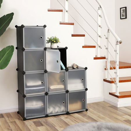 SONGMICS Schuhregal LPC116HS Regalsystem aus Kunststoff mit 9 Würfeln in Schwarz und Grau