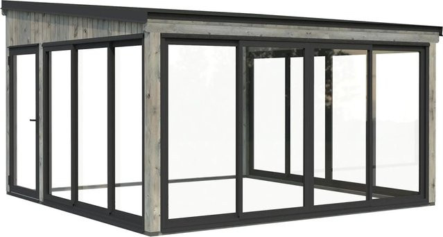 Palmako Holz-Gartenhaus Lumi Slide mit Pultdach in Grau, B/T: 420 x 420 cm - Bild 1