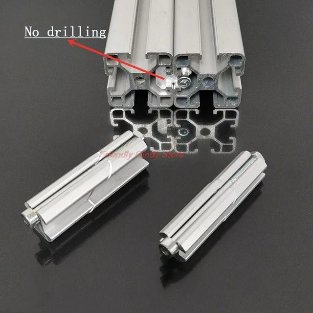 LIXIU Einzeiliger Verbinder Parallelklemmkopf für Europäische Standard Aluminiumprofile 2020 3030, Silber, Einbaublock aus Aluminium - Bild 1