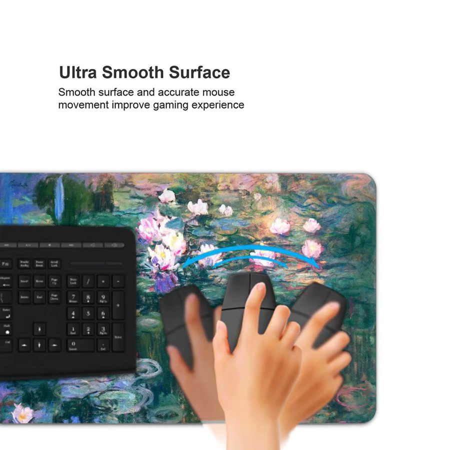 HYBXAXC Gaming Mauspad XL Monet Ölgemälde Maus Motiv in Schwarz und Multicolour aus Naturkautschuk - Bild 3