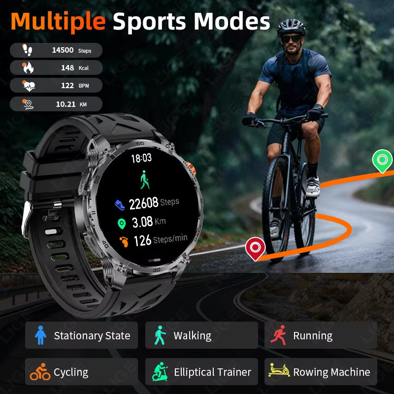LIGE Smartwatch, Schwarz, Silikon, Herren - Bild 4
